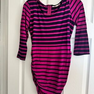 Jessica Simpson Fuchsia and Black Striped Maternity Top with 3/4 sleeves